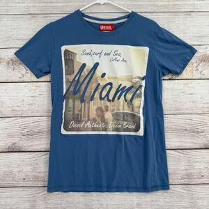 Diesel Jeans Miami Graphic T-Shirt Women's Size Small/15 Blue